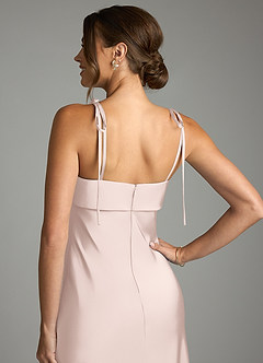 Azazie Ellia Brautjungfernkleider Etui Schleifen Stretch-Satin Kleid Zartrosa image6