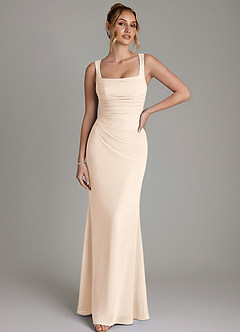 Azazie Agustina Bridesmaid Dresses White Alabaster Mermaid Corset Chiffon Dress image1
