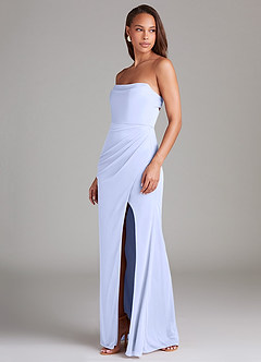 Azazie Leonis Jurken voor bruidsmeisjes Converteerbaar Jurk van Mesh met Kolom Strapless Lavendel image4