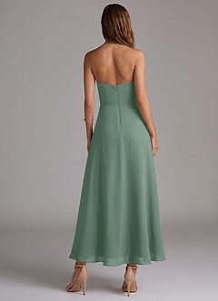 Azazie Wren Vestidos de madrinha de casamento Vestido Eucalipto de Chiffon de Linha A com Sem alças image4