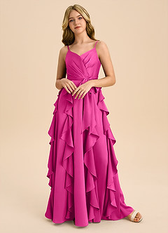 Azazie Peyton Junior Klä av A-Line i Stretch Satin Plisserad image4