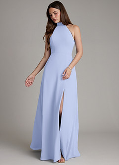 Azazie Myra Bridesmaid Dresses Ice A-Line High Neck Chiffon Dress image4