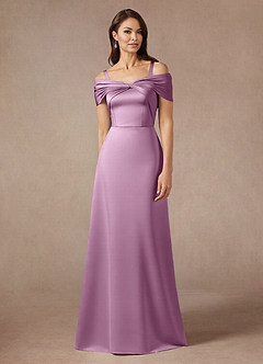 Azazie Amelia Mother of the Bride Dresses Wisteria A-Line Off the Shoulder Stretch Satin Dress image5
