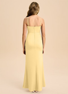 Azazie Buzzy Junior Butter Sheath Pleated Stretch Satin Dress image2