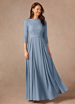 Azazie Lucianna Mother of the Bride Dresses Dusty Blue A-Line Lace Dress image3