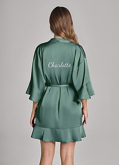 front Personalized Embroidered Ruffled Satin Robe