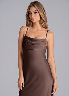 Azazie Seema Abiti da Damigella Abito Sirena in Raso Elasticizzato Corsetto Ganache image2