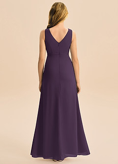 Azazie Floris Junior Robe Trapèze en Mousseline de soie Plissée Prune image3