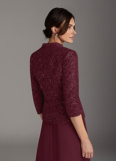 Azazie Cornelia Mother of the Bride Dresses Cabernet Sheath Square Neckline Sequins Chiffon Dress image9