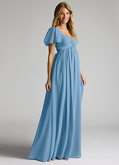 Azazie Madisynn Maternity Bridesmaid Dresses Bow Chiffon Floor-Length Dress image9