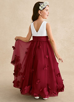 Azazie Vi Flower Girl Dresses Burgundy A-Line Sleeveless Tulle Dress image1