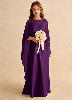 Azazie Fishie Girls Formal Flower Girl Dresses Grape A-Line Matte Satin Dress image3