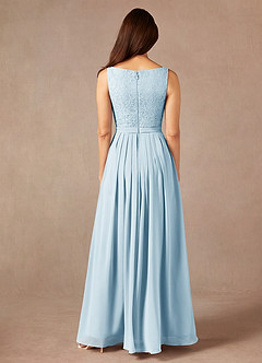 Azazie Ainsling Mother of the Bride Dresses Sky Blue A-Line Square Neckline Lace Chiffon Dress image7