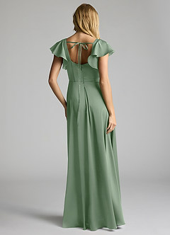 Azazie Bondi Bridesmaid Dresses Matcha A-Line Bow Stretch Satin Dress image4