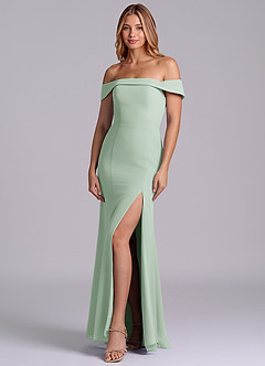 Azazie Luciana Brudtärnklänningar Klä av Tubklänning i Chiffong Av axeln Agave Konvertibel image3