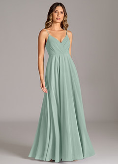 Azazie Amani Bridesmaid Dresses Agave A-Line Pleated Chiffon Dress image5