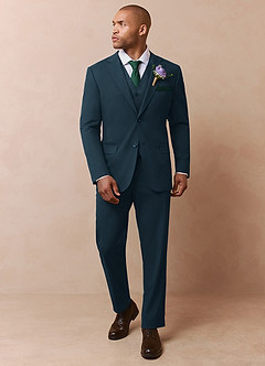 front Savile Teal Wool Blend 3-Piece Suit