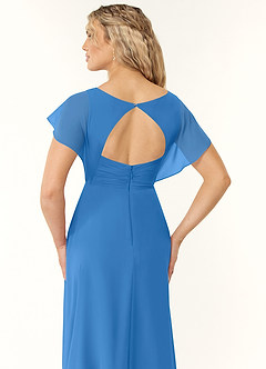 Azazie Rylee Bridesmaid Dresses Blue Jay A-Line Pleated Chiffon Dress image2