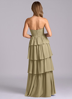 Azazie Faye Robes de demoiselle d'honneur Robe Trapèze en Mousseline de soie Encolure en Forme de Cœur Vert Mousse image7