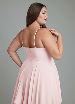 Azazie Zaina Bridesmaid Dresses Blushing Pink A-Line Chiffon Dress image13