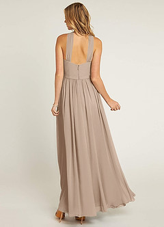 Azazie Jacey Final Sale Taupe A-Line Pleated Chiffon Dress image4