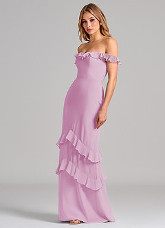 Azazie Marilynn Final Sale Dusty Blue Mermaid Off the Shoulder Chiffon Dress image6