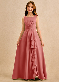 Azazie Chibi Girls Formal Flower Girl Dresses Antique Rose A-Line Pleated Chiffon Dress image3