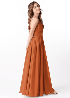 Azazie Astrid Junior Cinnamon A-Line Floral Chiffon Dress image5