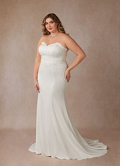 Azazie Antheia Vestidos de novia Vestido de Diamante Blanco de Crepé elástico de Corte Sirena con Lentejuela image12