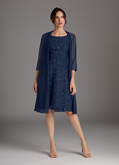 Azazie Beth Mother of the Bride Dresses Dark Navy A-Line Scoop Sequins Chiffon Dress image2