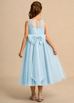 Azazie Snowball Girl Blumenmädchenkleider Ballkleid Plissee Tüll Kleid Himmelblau image2