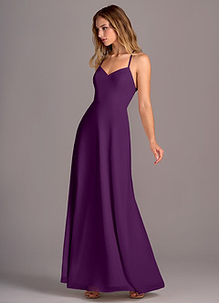 Azazie Mei Bridesmaid Dresses Grape A-Line Chiffon Dress image4