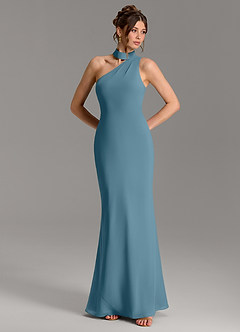 Azazie Seona Bridesmaid Dresses Bermuda Mermaid One Shoulder Chiffon Dress image4