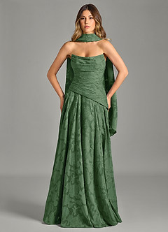 Azazie Gabriela Abiti da Damigella Abito A-Line in Burnout Floreale Senza Cinturino Eucalipto image4