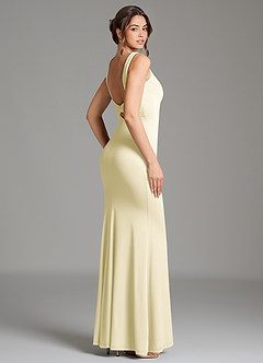 Azazie Gwen Brautjungfernkleider Meerjungfrau-Linie Plissee Premium Stretch Jersey Kleid Zitronensorbet image5
