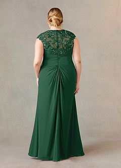 Azazie Birdie Mother of the Bride Dresses Dark Green A-Line Queen Anne Sequins Chiffon Dress image8