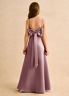 Azazie Joella Junior Formal Flower Girl Dresses Dusty Rose A-Line Pleated Matte Satin Dress image1