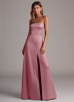 Azazie Wren Bridesmaid Dresses Vintage Mauve A-Line Strapless Stretch Satin Convertible Dress image1