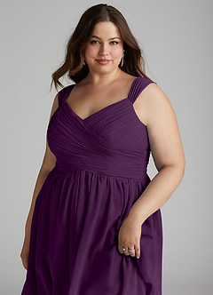 Azazie Angie Bridesmaid Dresses Grape A-Line Corset Chiffon Dress image16