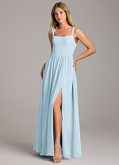 Azazie Rosaline Brautjungfernkleider A-Linie Seitliche Cut-Outs Chiffon Kleid Himmelblau image3