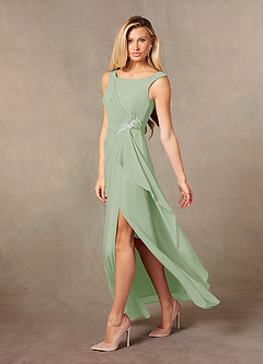 Azazie Yarrow Venta Final Vestido de Dark Navy de Gasa de Corte en A con Plisado image5