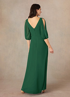 Azazie Bronwyn Mother of the Bride Dresses Dark Green A-Line V-Neck Ruched Chiffon Dress image4
