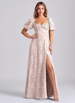 Azazie Mirian Robes de demoiselle d'honneur Robe Trapèze en Blumen-Burnout Encolure en Forme de Cœur Rose Pâle image5