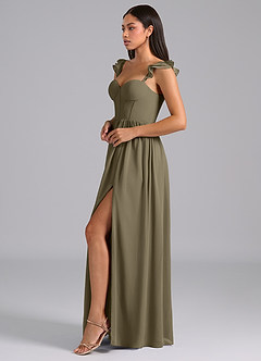 Azazie Denisse Abiti da Damigella Abito A-Line in Chiffon Increspato Willow Green image3