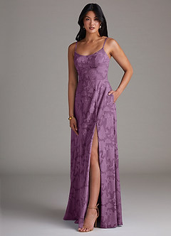 Azazie Moira Brautjungfernkleider A-Linie Seitliche Cut-Outs Blumen-Burnout Kleid Blauregen image3