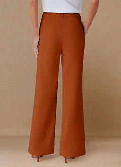 front Marina Burnt Orange Refined Weave Straight-Leg Pants