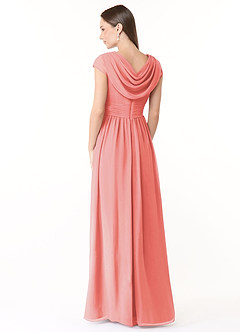 Azazie Organa Final Sale Coral A-Line Pleated Chiffon Dress image4