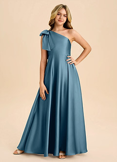 Azazie Penguin Junior Abito A-Line in Raso Elasticizzato Fiocco Bermuda image3