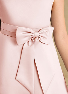 Azazie Eve Abiti da Ragazza di Fiori Abito A-Line in Raso Opaco Plissettato Rosa Rossore image6