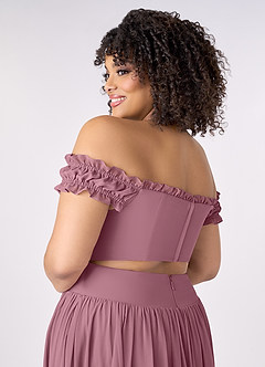 Barbie ♥ Azazie Bridesmaid Dresses Vintage Mauve A-Line Off the Shoulder Chiffon Convertible Dress image12